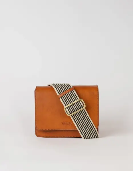 O My Bag Handtasche Audrey Mini Eco Cognac Classic Leather checkered Strap