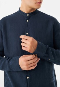 Givn Herren Hemd Wes Midnight Blue Leinen