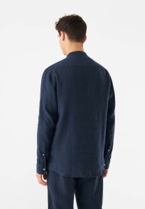 Givn Herren Hemd Wes Midnight Blue Leinen