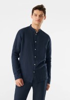 Givn Herren Hemd Wes Midnight Blue Leinen