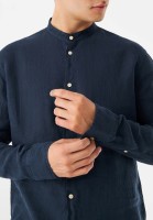 Givn Herren Hemd Wes Midnight Blue Leinen