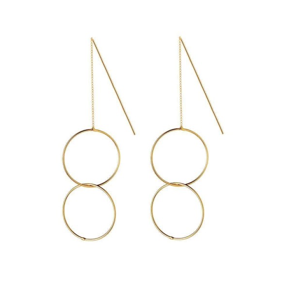 Juulry Damen Ohrringe J-015 mit doppeltem Kreis Klein Gold