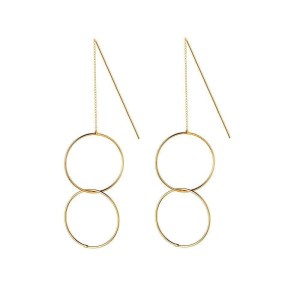 Juulry Damen Ohrringe J-015 mit doppeltem Kreis Klein Gold
