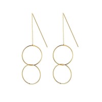 Juulry Damen Ohrringe J-015 mit doppeltem Kreis Klein Gold
