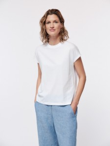 Lanius Damen T-Shirt mit überschnittener Schulter white