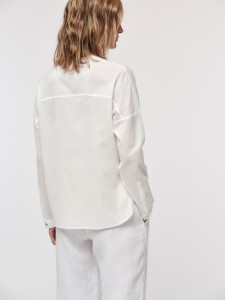 Lanius Damen Bluse GOTS in Wickeloptik white