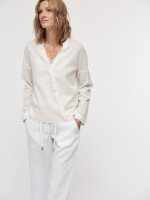 Lanius Damen Bluse GOTS in Wickeloptik white