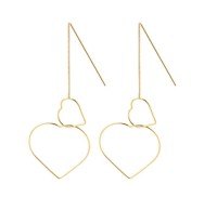 Juulry Damen Ohrringe J-005 Hängeohrringe mit Doppelherz Gold
