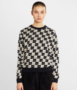 Dedicated Damen Sweater Arendal Pepita Cats Oat White