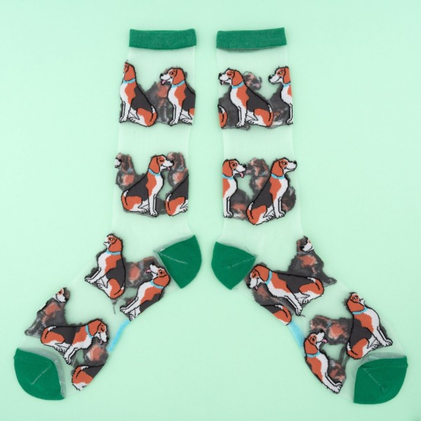 Coucou Suzette Unisex Socken Transparent Beagle