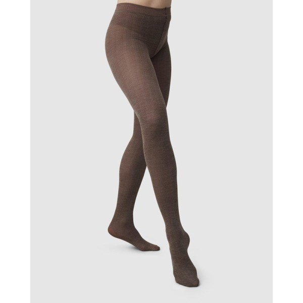 Swedish Stockings Damen Strumpfhose Ylva Wool Fishbone mid brown