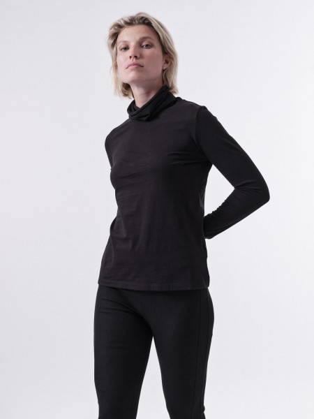 Lanius Damen Longsleeve Rollkragenshirt black