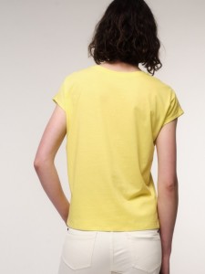 Lanius Damen T-Shirt mit überschnittener Schulter citrus