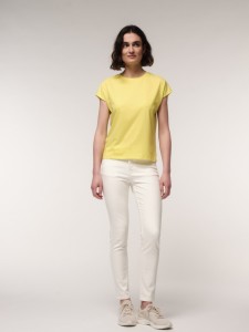 Lanius Damen T-Shirt mit überschnittener Schulter citrus