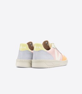 Veja Damen Schuhe V-10 LEATHER PETALE WHITE MULTICO
