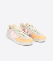 Veja Damen Schuhe V-10 LEATHER PETALE WHITE MULTICO