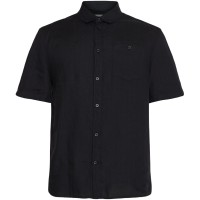 KnowledgeCotton Herren Hemd Kurzarm 1090064 Custom fit Leinen black jet