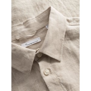 KnowledgeCotton Herren Hemd 1090003 Custom fit Leinen LS bright white