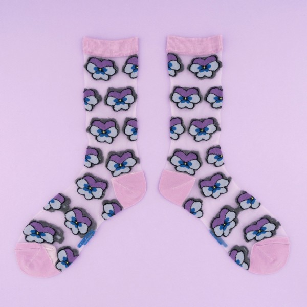 Coucou Suzette Unisex Socken transparent Siefmütterchen 35-44
