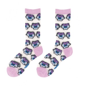 Coucou Suzette Unisex Socken transparent Siefmütterchen 35-44