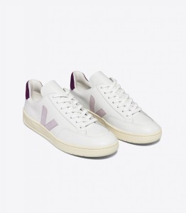 Veja Damen Schuhe V-12 LEATHER EXTRA WHITE PARME MAGENTA
