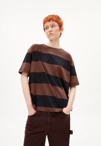 Armedangels Damen T-Shirt Saikaa bold stripes deep brown-black