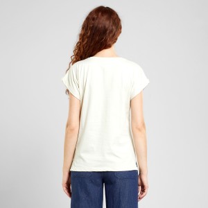 Dedicated Damen T-Shirt Visby blue Tit Oat white