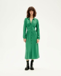 Thinking Mu Damen Kleid Gabriela Clover Green