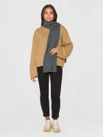 KnowledgeCotton Schal Wolle aus Rippstrick 4210007 Dark Grey Melange
