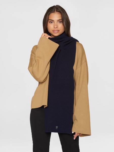 KnowledgeCotton Schal Wolle aus Rippstrick 4210007 Total Eclipse