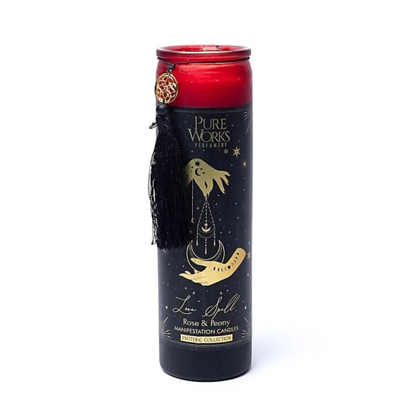 Phoenix Import Manifestationskerze im Glas mit Quaste rot