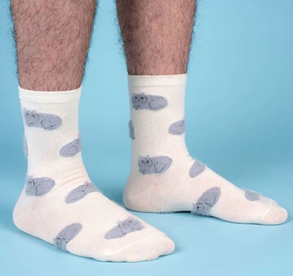Coucou Suzette Unisex Socken Plüschkatze Perser Grau