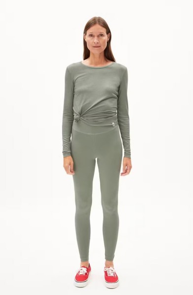 Armedangels Damen Leggings Faribaa grey green