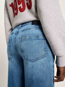Lanius Damen Hose High-Waist Marlenejeans mid blue denim