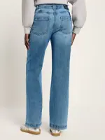 Lanius Damen Hose High-Waist Marlenejeans mid blue denim
