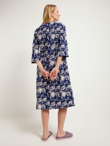 Lanius Damen Kleid mit V-Ausschnitt 13843 print botanical garden blue