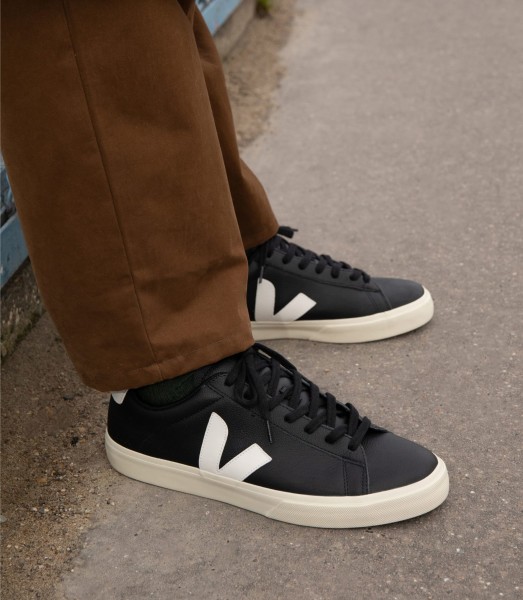 Veja Herren Schuhe CAMPO CHROMEFREE LEATHER BLACK WHITE