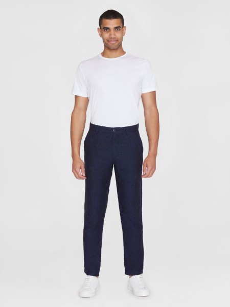 KnowledgeCotton Herren Hose Chuck regular linen 1070060 total eclipse
