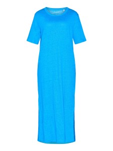 KnowledgeCotton Damen Kleid LINEN Kurzarm malibu blue