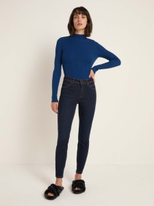 Lanius Damen Jeans High-Waist GOTS dark blue denim