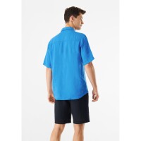 Givn Herren Hemd Kurzarm GB-Dylan Leinen french blue