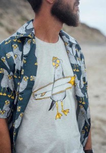 Lakor Herren T-shirt Surfing Seagull oatmilk melange