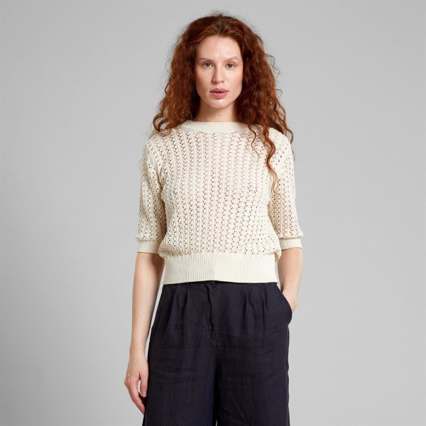 Dedicated Damen T-Shirt Flen Crochet Vanilla White