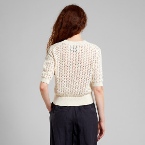 Dedicated Damen T-Shirt Flen Crochet Vanilla White