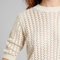 Dedicated Damen T-Shirt Flen Crochet Vanilla White