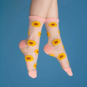 Coucou Suzette Unisex Socken Transparent Sonnenblume (35-42)