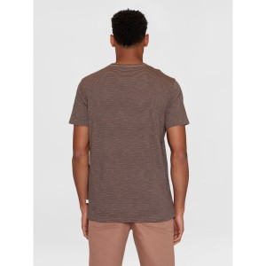 KnowledgeCotton Herren T-Shirt Narrow brown stripes 1010012