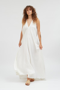 Suite 13 Damen Kleid Multi Long Onesize linen viscose white