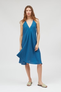 Suite 13 Damen Kleid Multi Short Onesize Linen Viscose blue