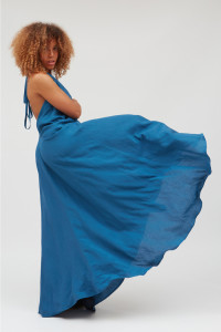 Suite 13 Damen Kleid Multi Long Onesize Linen Viscose blue